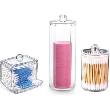 Imagem de Kit Porta Algodão E Cotonete 3 Peças Em Acrilico Organizador Transparente