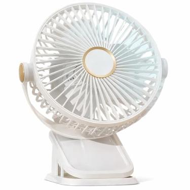 Imagem de Ventilador Portátil De Mesa Com Clipe Recarregável Via Usb Branco Design Compacto 5 Velocidades Linha Premium