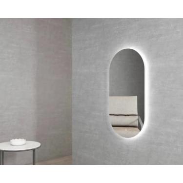 Imagem de Espelho Decorativo Oval 60x40cm Led Banheiro Iluminado Luxo (Led Fria)