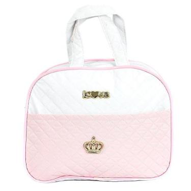 Imagem de Bolsa Maternidade p Bebê Rosa e Branco Feminino Promoção - Love