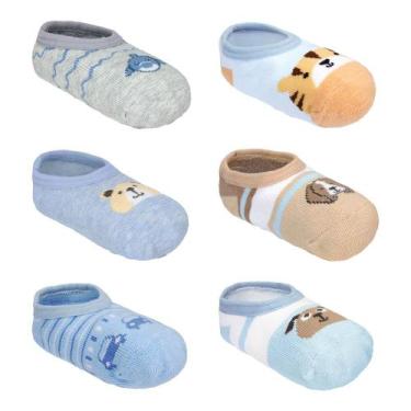 Imagem de Kit 3 Pares Meia Sapatilha Menino Bebê Antiderrapante Pimpolho Tamanho
