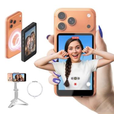 Imagem de SYNCO XView Monitor de selfie para iPhone 17 Series e Android, sem fio 4K/1080p Vlog magnético com alcance de 164 pés, alto-falante integrado para YouTube TikTok Live Streaming Photo (preto)