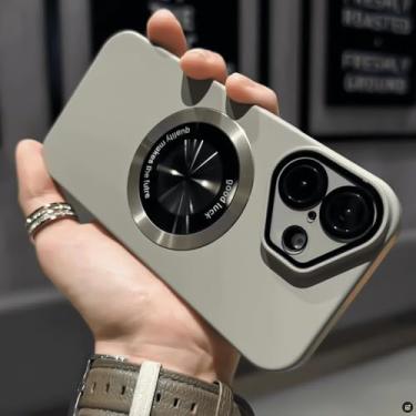 Imagem de Capa de luxo fosca em cor sólida para iPhone 17, 16 Pro Max, 17 Air, 11, 12, 13, 14, 15 Plus com proteção magnética para a câmera, cor cinza, para iPhone 17 Pro.