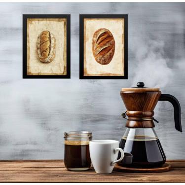 Imagem de Kit 2 Quadros Decorativos Cozinha Pães 33X24Cm