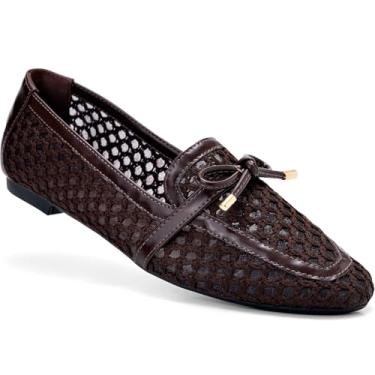 Imagem de Mocassim Feminino Lumiss Material Natural Tela Bico Quadrado Confortável marrom34