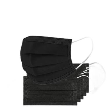 Imagem de Máscara Preta Cirúrgica Descartável Tripla De Tnt 50 Unidade