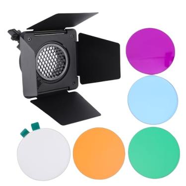 Imagem de EBTOOLS Barndoor de Quatro Folhas, Porta de Celeiro Em Liga de Alumínio Com Grade de Favo de Mel de 60 Graus e 5 Filtros de Cores, para Controle Preciso de Luz e Fotografia Profissional