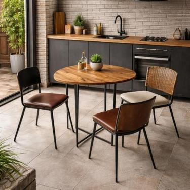 Imagem de Mesa de Jantar Orgânica Estilo Industrial em Madeira Maciça Ferro Meta