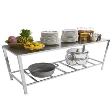 Imagem de Mesa Bancada Aço Inox Para Animais PetShop Cozinha Industrial Assepsia