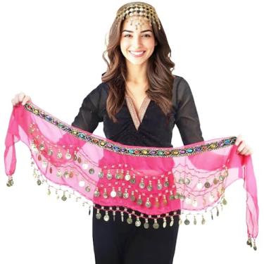 Imagem de Kit Fantasia Odalisca Dança Ventre: Lenço Quadril + Tiara com Medalhas = 2 Produtos Festa Show Carnaval