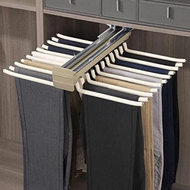 Imagem de Suporte expansível para calças de puxar - Cabide de duas fileiras com trilhos de amortecimento, haste de manobrista de armário de braços 11/22 para armazenamento de cachecóis, calças, toalhas e roupas