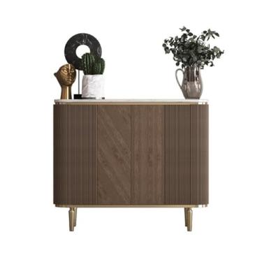 Imagem de Armário de sapatos 120 cm porta dupla 4 prateleiras armário de sapatos de madeira para entrada, corredor, sala de estar, armário de armazenamento de sapateira marrom