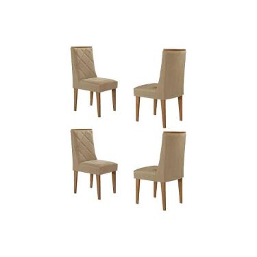 Imagem de Cadeira de Cozinha Pietá Kit 4 Un Madeira Capuccino/Suede Creme - Rufato