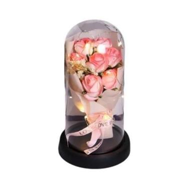 Imagem de Buquê De Rosas Eternas Iluminadas Por LED Em Cúpula De Vidro, Ornament