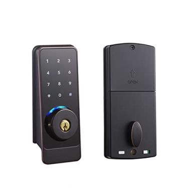 Imagem de App Fechadura de porta inteligente à prova d'água com controle remoto eletrônico fechadura digital com teclado para segurança doméstica (cor: E) (D)