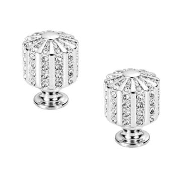 Imagem de JGHITROME Puxadores de gaveta de cristal de strass, puxador de gaveta estilo europeu 2 peças de puxador de cristal de strass, puxador dourado estilo europeu, puxadores de porta de móveis, puxador de