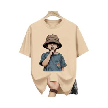 Imagem de Camiseta Masculina Slim Fit De Verão 100% Algodão Com Estampa De Desen