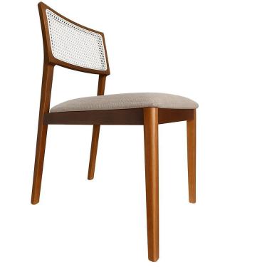 Imagem de Cadeira élise Madeira Maciça Linho Ou Boucle 2 Peças - Élpis Móveis Linho Papiro Nogueira