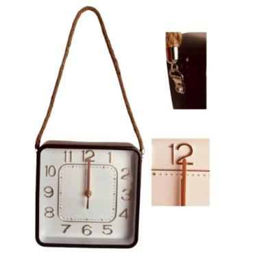 Imagem de Relógio De Parede 20 Com Com Alças De Sisal Preto