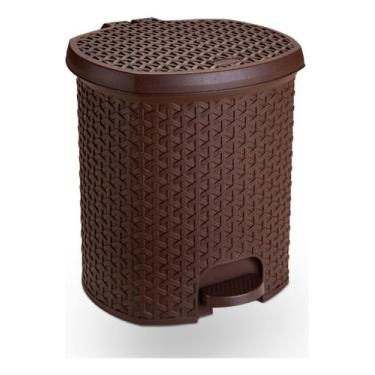 Imagem de Lixeira Pedal Rattan 15 L Cozinha Banheiro Escritorio Café - Plasnorth