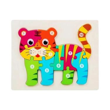 Imagem de Quebra-cabeça Educacional 3D De Madeira Com Animais, Brinquedo De Apre