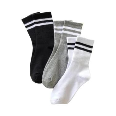 Imagem de Meias Femininas De Cano Médio 3/6 Pares Respiráveis Confortáveis Absor