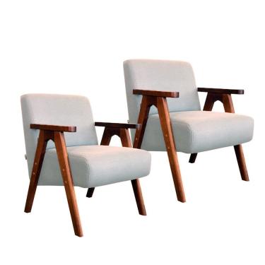 Imagem de Kit 2 Poltronas America em Madeira Eucalipto Movellu Home