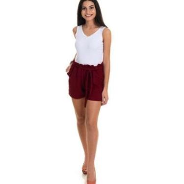 Imagem de Short Feminino Malha Crepe Bolso Cinto  Amarração - Serena-Feminino