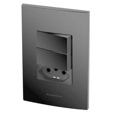 Imagem de 1 Simples + 1 + 1 Tomada 20A - Inova Preto Fosco