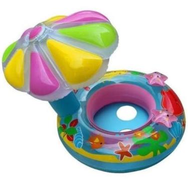 Imagem de Boia Inflável Infantil Bote Fralda Com Cobertura Prais Piscina - Sun W
