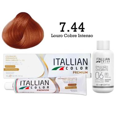 Imagem de Coloração 7.44 Louro Cobre Intenso Oxi 06 Volumes 90ml  Itallian Color
