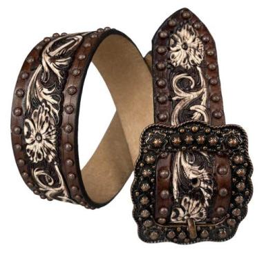 Imagem de Cinto Feminino Country Marrom 414 Com Detalhes Em Bronze - Paul Wester