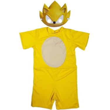 Imagem de Fantasia Super Sonic Infantil Curta Amarelo Com Máscara - Fantasias Ca