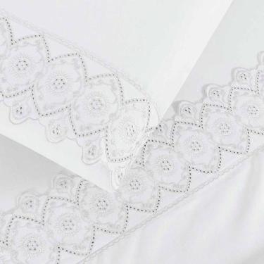 Imagem de Lençol Casal Queen Box Micropercal 200 Fios Bordado Nobless 4 Peças - 