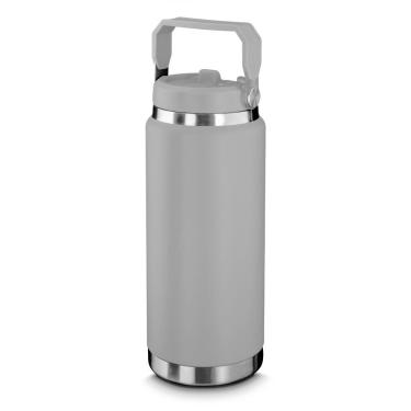 Imagem de Garrafa Térmica Parede Dupla Em Aço Inox Cinza 900ml Com Alça