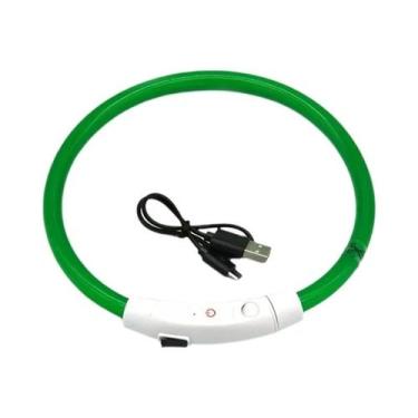 Imagem de Coleira De Cão Com LED De Fibra Óptica Recarregável Por USB, Luminosa 