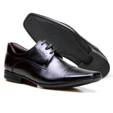 Imagem de Sapato Social Masculino Calvest em Couro Preto Tradicional de Amarrar 