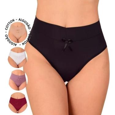 Imagem de Kit 5 Calcinhas Modeladora Cós Alto Algodão Conforto Premium - Faber, 
