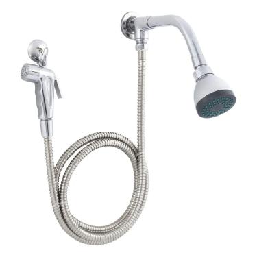 Imagem de Ducha Redonda Cromada De Parede Com Chuveirinho - Max Shower Prateado