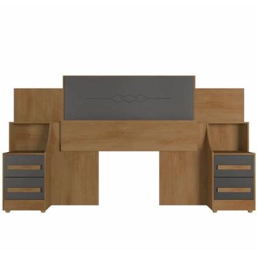 Imagem de Cabeceira De Casal Síria Cinamomo/Grafite – RV Móveis