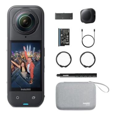 Imagem de Insta360 Pacote X5 Essentials - Câmera de ação 360 impermeável 8K | O pacote inclui bastão de selfie, bateria extra, estojo de carga rápida utilitária, protetores de lente padrão, tampa de lente