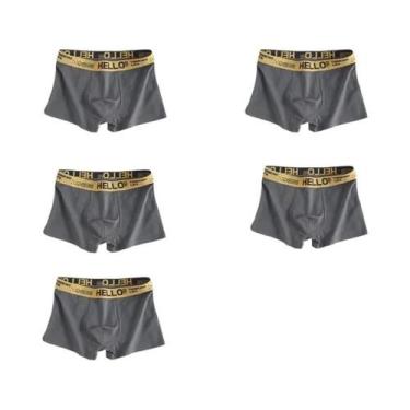 Imagem de Cuecas Boxer Masculinas Respiráveis De Cintura Média 5 Peças Cor Pura 
