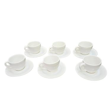 Imagem de Conjunto de Xícaras para Chá e Café Xícaras Chá 220ML Branco Brilho 90ML em Cerâmica para 6 Pessoas Branco Scala