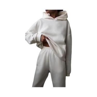 Imagem de Conjunto De Moletom Feminino Oversized Quente Para Outono: Blusão Com 