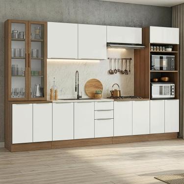 Imagem de Armário de Cozinha Completa 340 x 60 cm Rustic/Branco Veludo Lux Madesa 04