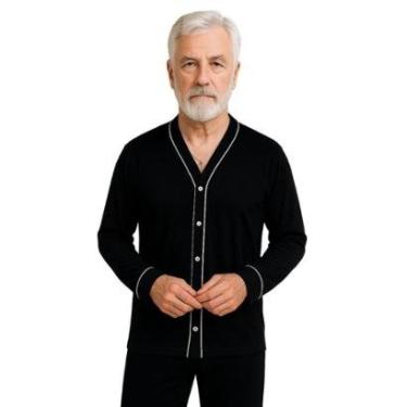 Imagem de Pijama de Inverno Americano com Botões para Amamentação Manga Longa e Calça Janaina-Mas...