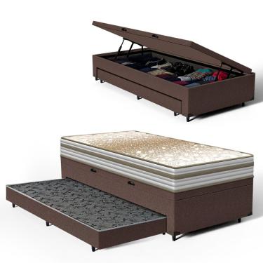 Imagem de Cama Box Baú com Colchão de Molas Ensacadas Double Face Pillow Euro Alfa Probel + Auxil...