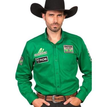 Imagem de Camisa Country Bordada Radade Manga longa Vaqueiro RDE Rodeo, Verde, P