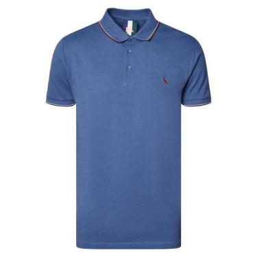 Imagem de Camisa Polo Reserva Enxuto Novo Friso Masculina Azul, P, Blue
