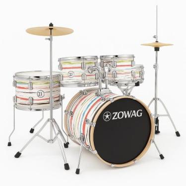 Imagem de Bateria Acústica Zowag Z1 White Funny Completa Bumbo 16 Compacta, Mode